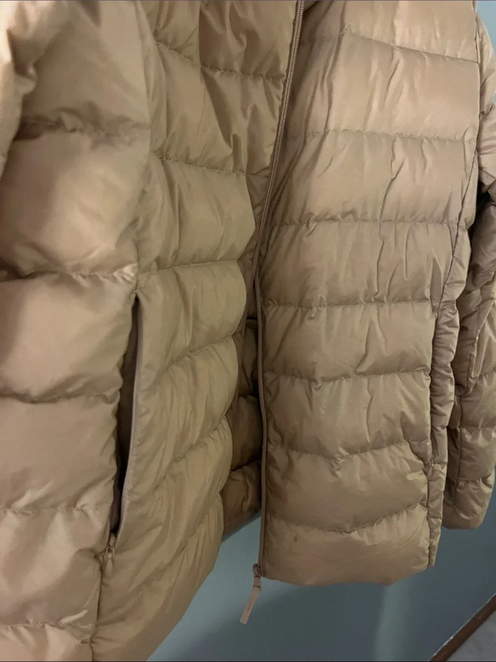 Cream/Brown Winter Puffer Coat